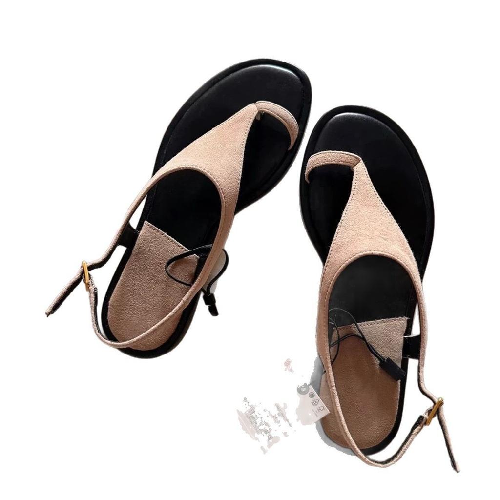 Sheepskin Version~ Retro Flat-bottomed Set of Toe Herringbone Sandals for Women's 2025 New Summer Vacation Roman Cool Slippers To Wear Outside
