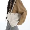Retro Hot Girl White Rivet Tote Bag Women Punk Leather Large Capacity Shoulder Bag Ladies Fashion Commute Versatile Underarm Bag