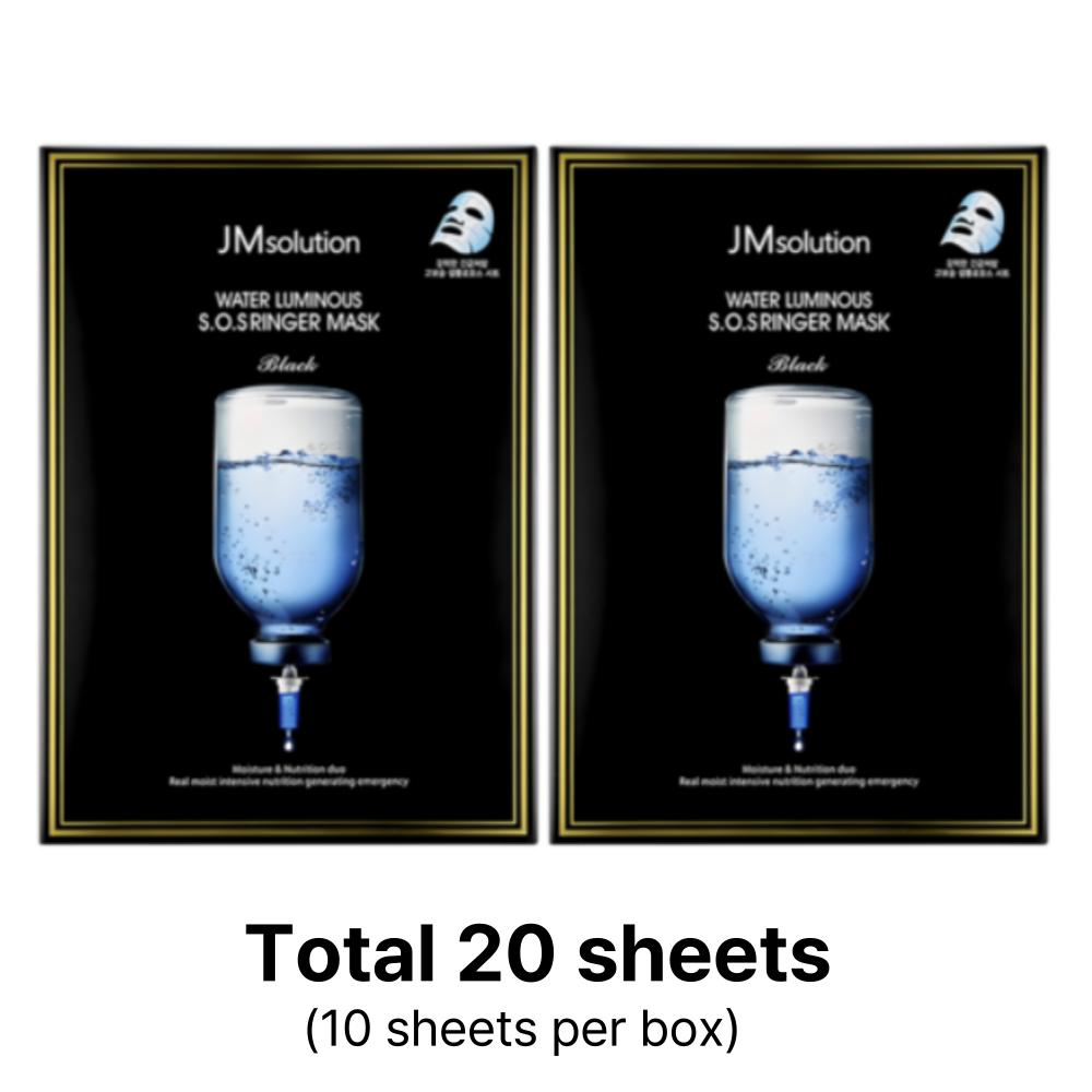 [JMSOLUTION] Water Luminous S.O.S Ringer Mask Black 10 Sheets / 20 sheets