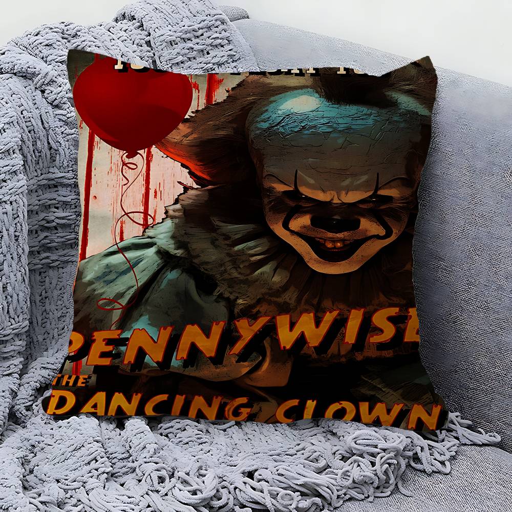 Horror P-Pennywise Clown Pillow Cover For Bedroom Room And Living Room Sofa Decorative Cushion Cover