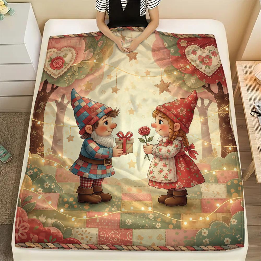 1 Stück Valentinstag Druck Flanelldecke, Hohe Qualität, Bequem für Alle Jahreszeiten, Heimdekoration, Perfekt für Weihnachten, Geburtstagsgeschenk