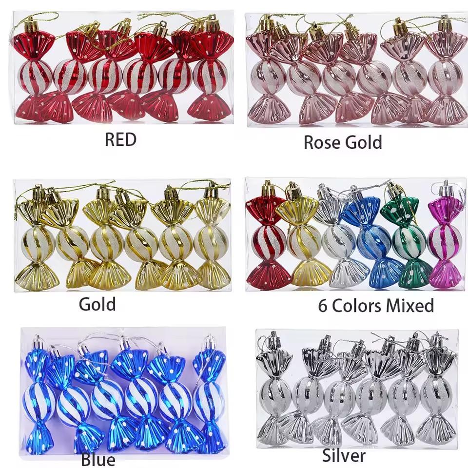 6pcs/box Candy Crutch Icicle Christmas Tree DIY Ornaments New Year Xmas Gifts Christmas Ball Decoration for Home Navidad