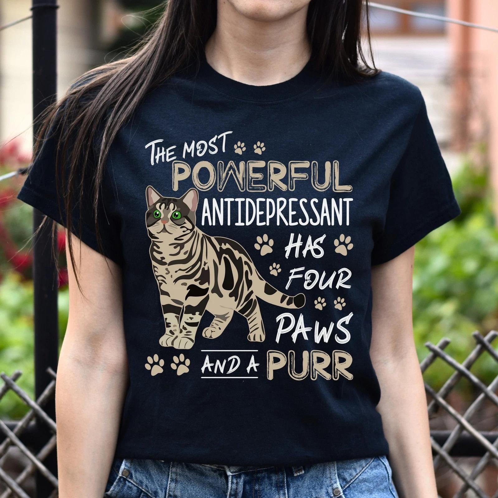 The most powerful antidepressant has four paws Unisex shirt Black Dark Heather 2XL