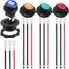 12V 20A Round Switches with LED Display & attaches  Wire  Plastic LED Illuminates Switches for Quick & Simple Installation