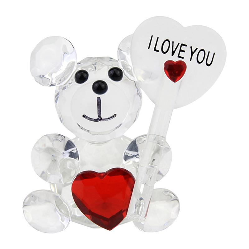 Orsetto di Cristallo Carino con Ornamenti a Forma di Cuore Animali in Miniatura Cartone Animato Regali Romantici San Valentino Decorazioni per Matrimonio