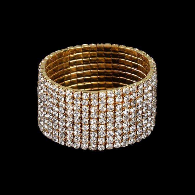 Women's Full Diamond Elastic Bracelet, Fashion Rhinestone Stretch Bangle