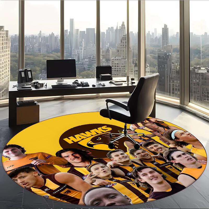 Hawthorn Hawks (1) Runder Büroteppich Dekorativer Bodenteppich für Büro Schlafzimmer Wohnzimmer und Wohnbereich