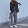 UNIQLO Solid Color Pleated Loose Wide Leg Casual Pants Women bottoms Lead-Gray 458505-06
