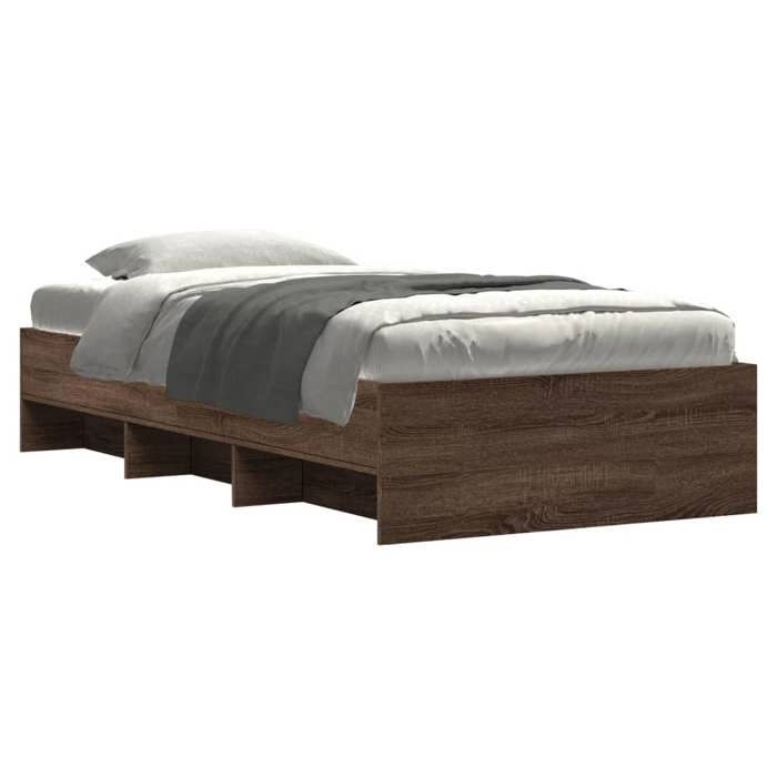 VidaXL Bed Frames Brown Oak 90x200 Cm Engineered Wood, Bedroom Furniture, Single Bed, Slatted Base, Bed, Frame 3295680