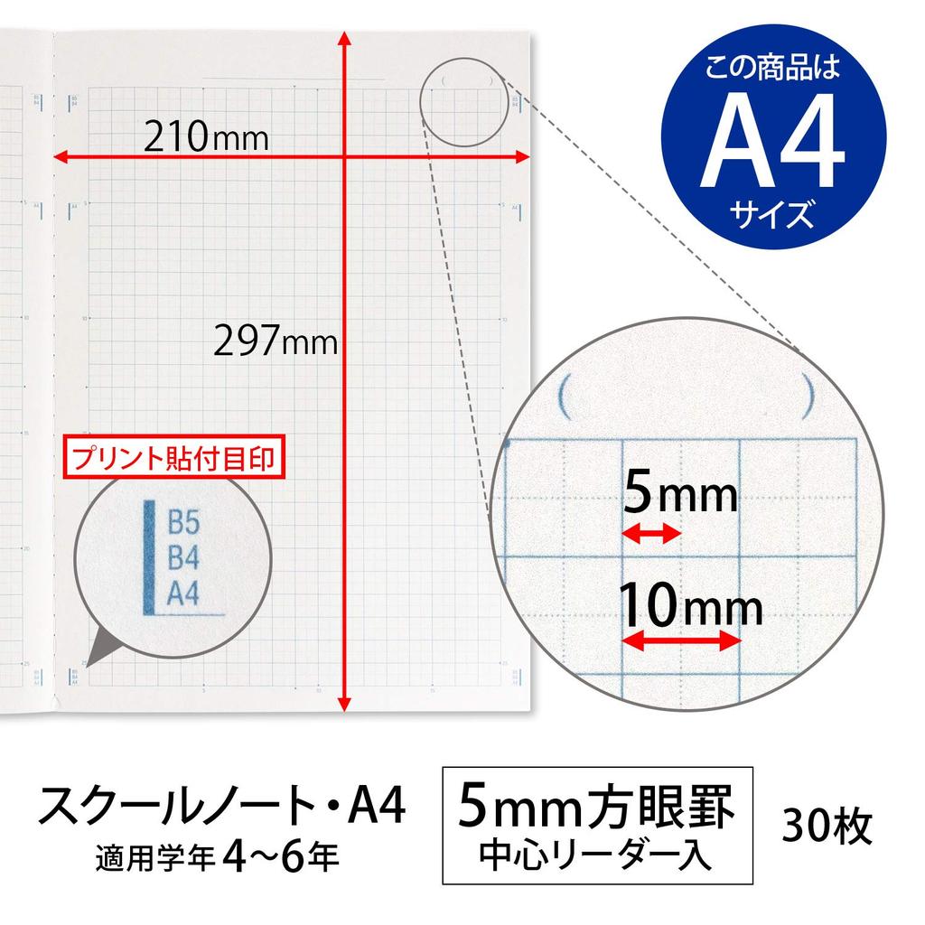 Kyokuto School Notebook, 5mm Grid, A4, LA14, Purple, 10 Books