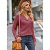 Autumn Women's Knitwear Solid Colour Pit Stripe Brushed Half Placket Button Up Long Sleeve Top
