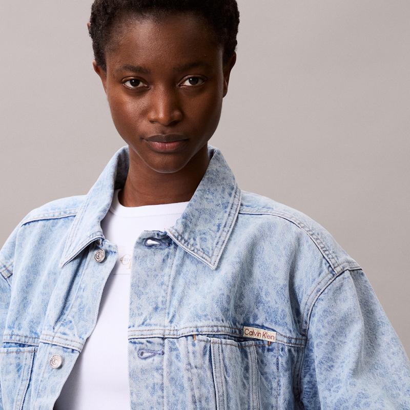 Calvin Klein Amerikanischer Stil Retro-Print Baumwoll-Denimjacke Damenjacke 47C782G