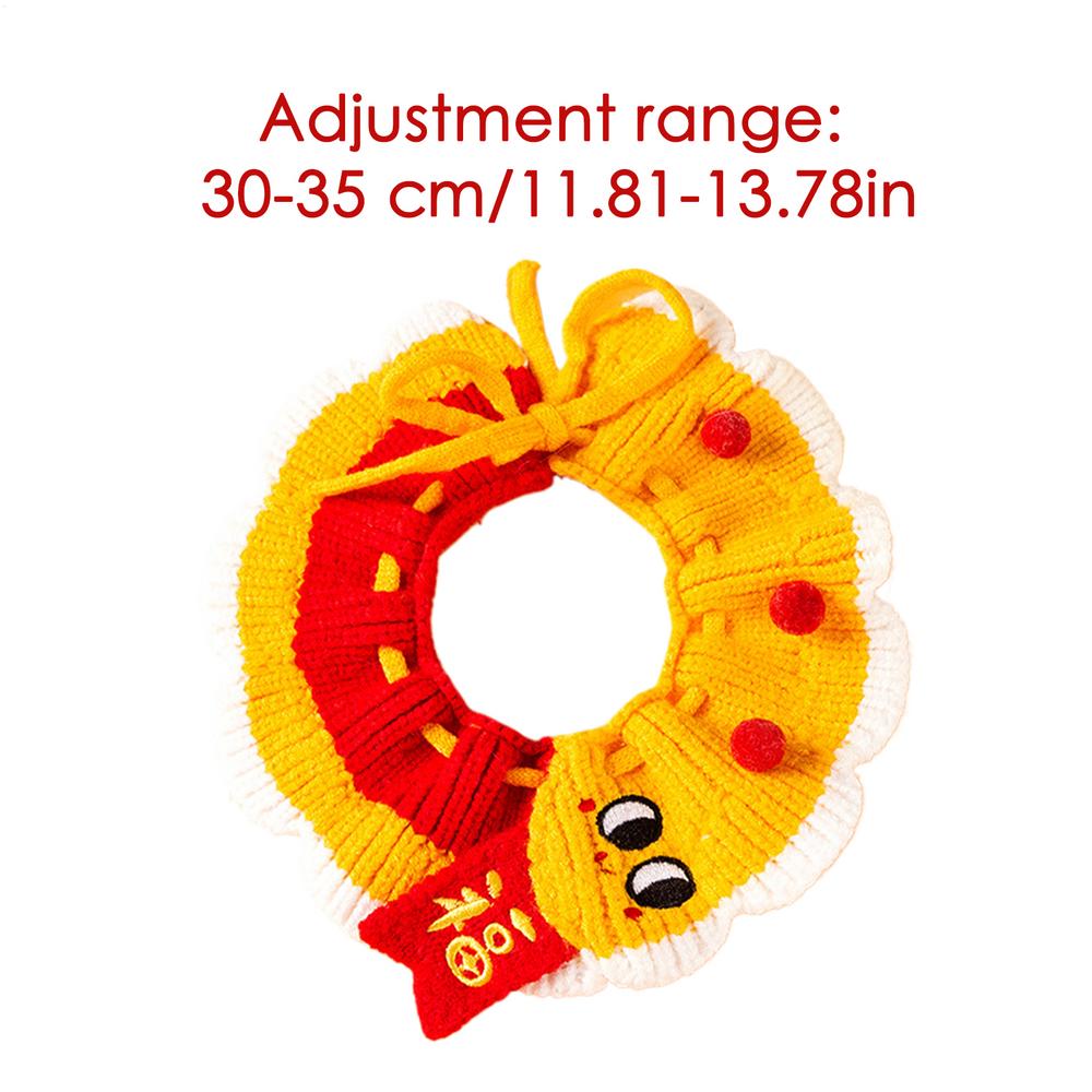 

Knitted Cat Collars Hand-Woven Scarf Cat Collar Handmade Knitted Crochet Bib For Cat Winter Adjustable Pet Collar For New Year жёлтый