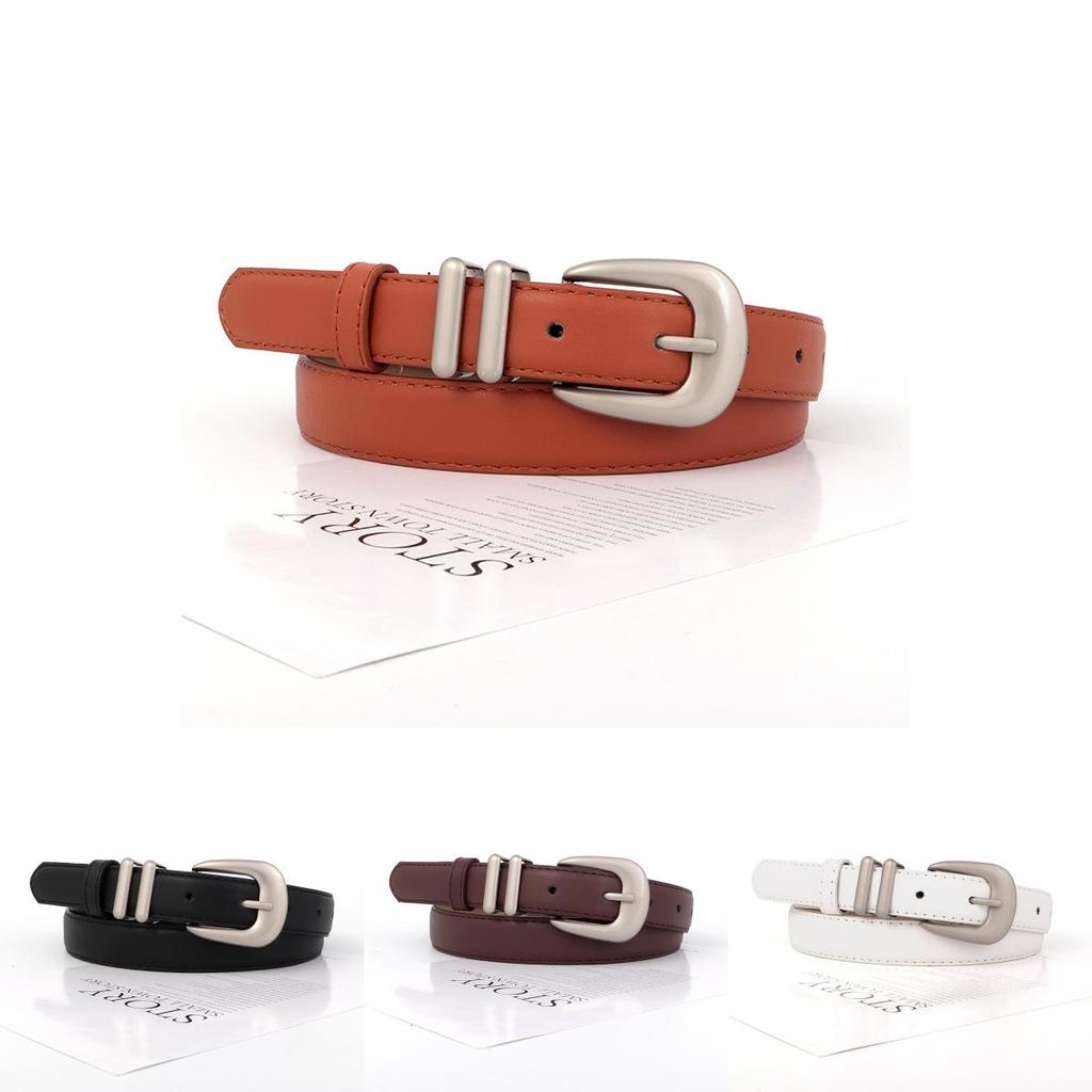 Womens White Pu Leather Waist Belt With Simple Pin Buckle For Office And Fashion Outfits