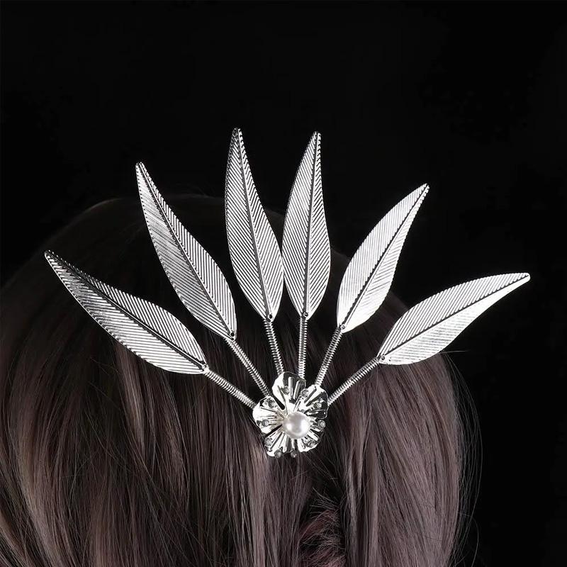1PC Headwear Jewelry Thailand Ethnic Golden Dance Party Decoration Hairpin for Women Crystal Flower Hair Accessories Alloy Leaf