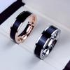 Fashion 6mm Rose Gold Color White Black Enamel Charm Ring for Woman Man Wedding Gift 316L Stainless Steel Never Fade