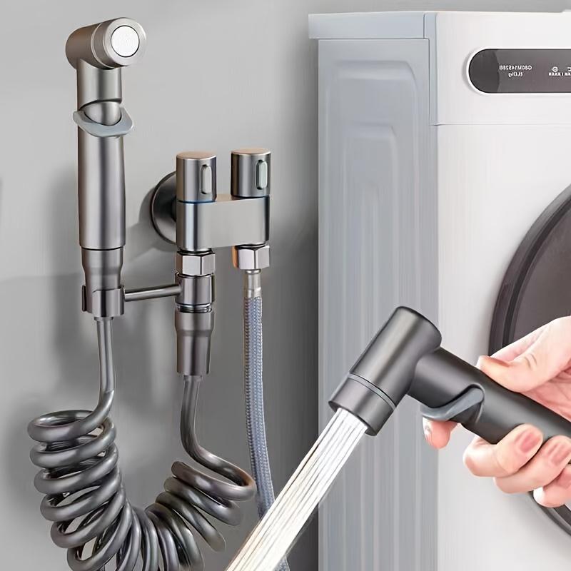 Stainless Steel Handheld Bidet Sprayer Set with Dual-Mode Nozzle Bathroom Cleaning Toilet Spraying Wall-Mounted Modern Chrome