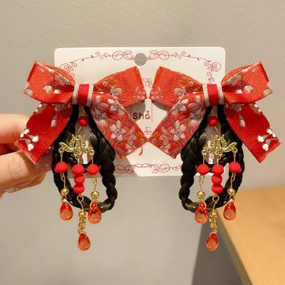 New Red Antique Chinese Style Hair Clip Tassel Traditional Girl Wig Tassel Retro Hanfu Accessories Girl's Accessory