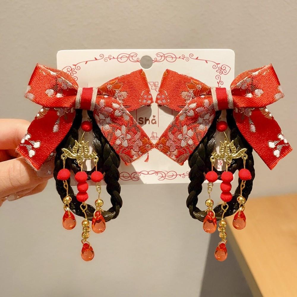 New Red Antique Chinese Style Hair Clip Tassel Traditional Retro Hanfu Accessories Children's Hair Clip Holiday Gift