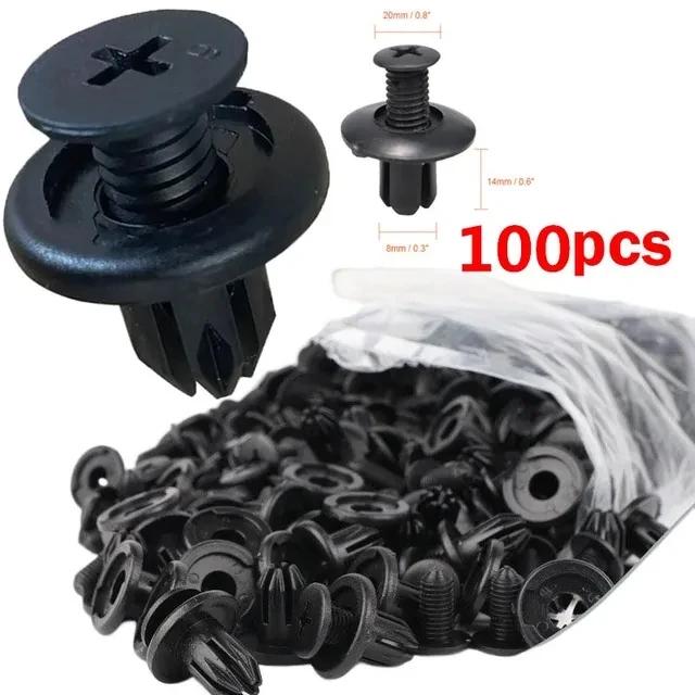 5/100 x 8 mm gaură ușă nituri plastic cleme elemente de fixare masini negre căptușite acoperire Barbs nituri auto elemente de fixare retinere știft cleme pentru a