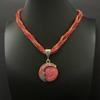 1PC European and American Bohemian style imitation gemstone pendant necklace handmade rice beads woven ethnic style retro sweater chain