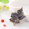 Colorful Crystal Stone Maple Leaf Cute Bee Brooch Pin Gift for Ladies Dress Scarf