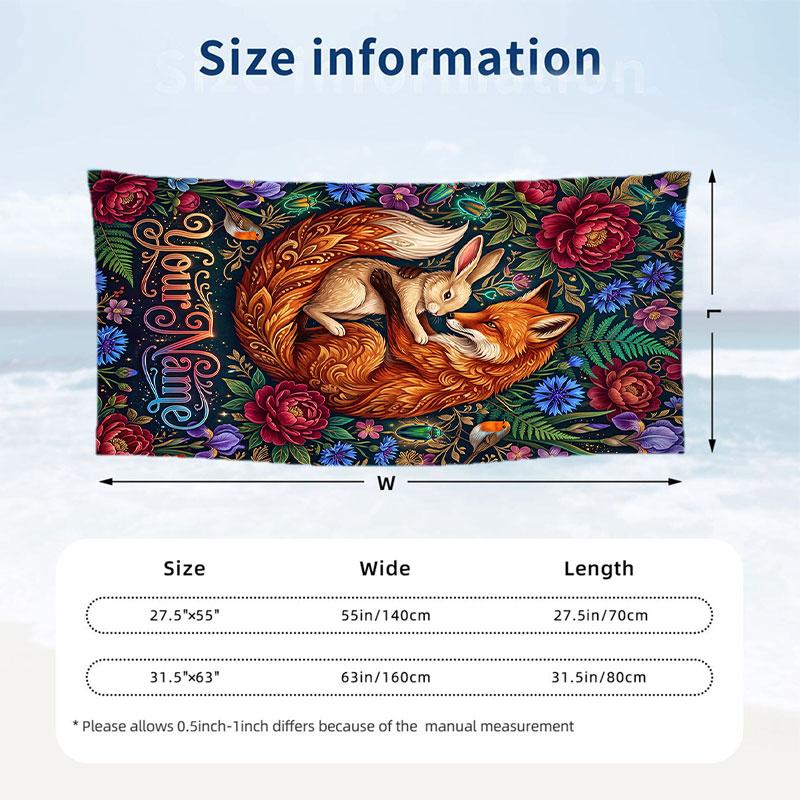 Easter Bunny Theme Beach Towel Personalized Custom Name & Text Soft Quick Dry Beach Towel for Swimming Travel