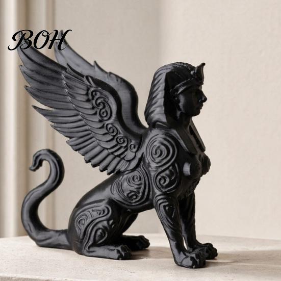 Detailed Winged Creature Model 3D Printed Egyptian Sphinx Collectible Figurine, Statues, Ancient Gods Statue Art Ornaments, Sculpture with Wings