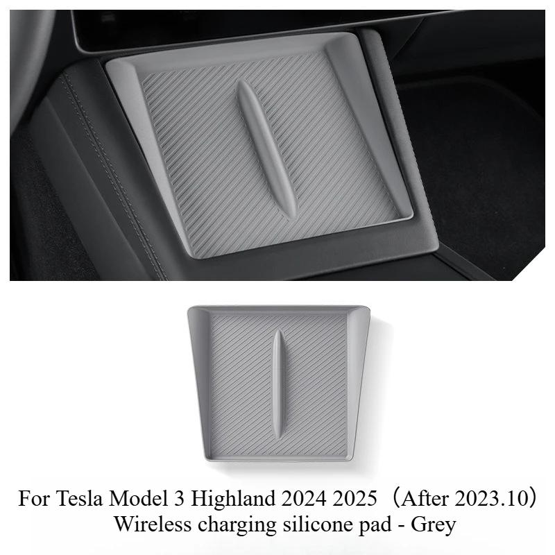 For Tesla Model 3 Y Juniper Highland 2025 Center Console Armrest Storage Box Stowing Tidying Lower Bottom Mat Organizer Tray Pad