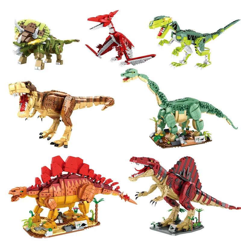 Non-Toxic Moc Jurassic Series Spinosaurus Tyrannosaurus Rex Building Blocks Set Dinosaur Velociraptor Idea Toys For Children Birthday Gift
