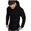 Men's Slim Fit Solid Color Hooded Long Sleeve T-Shirt Striped Pleated Shoulder Sleeve Hooded European and American Men's Clothing