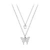 Collar de Mariposa Dulce de Doble Capa Estilo Coreano para Mujer - Cadena para Clavícula Retro de Moda, Joyería Elegante y Moderna