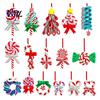 Wooden Hanging Decorations 16 Pcs Christmas Lollipop Ornaments, Red Green Striped Peppermint Swirl Candy Cane Festive Home Decor Decoration, Colorful