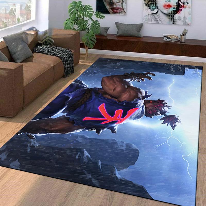 Dynamic Warrior Rug with Thunderstorm Artwork Suitable for use as an anti-slip game mat for living room and bedroom sofas