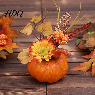 Autumn Living Room Decorations Mini Fall Artificial Pumpkin Decoration Farmhouse Thanksgiving Foam Centerpiece Halloween Home Decor with Maple Leaves