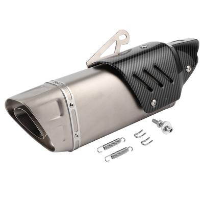 Motorcycle Exhaust Tip Rear Muffler Tailpipe Carbon Fiber Style Stainless Steel W Cover