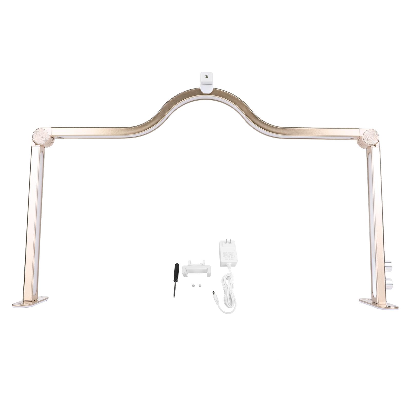 

Настольная лампа для маникюра 3000K-6000K LED лампа для ногтей складная большая лампа для ногтей с держателем для мобильного телефона золотой