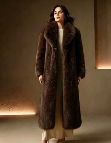 Thickened warm imitation fox fur long loose coat high-end jacket fashionable winter women's clothing