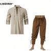2 szt. Kostiumy Cosplay Retro Vintage Średniowieczne Renesansowe Stroje Pirat Wiking Halloween Codzienne LARP Ren Faire Koszula Spodnie