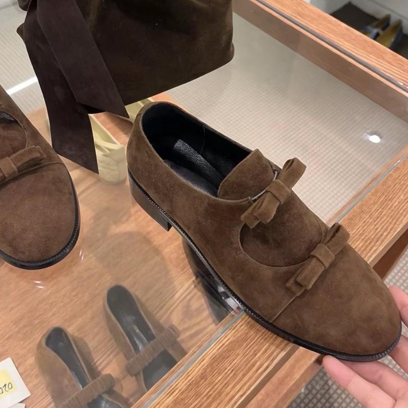 

NEW Brand Women Platform bow Loafers Designer Suede Shoes Casual Sneaker Mid Heels 2025 Trend Square Toe Leather Winter Zapatos 35 коричневый