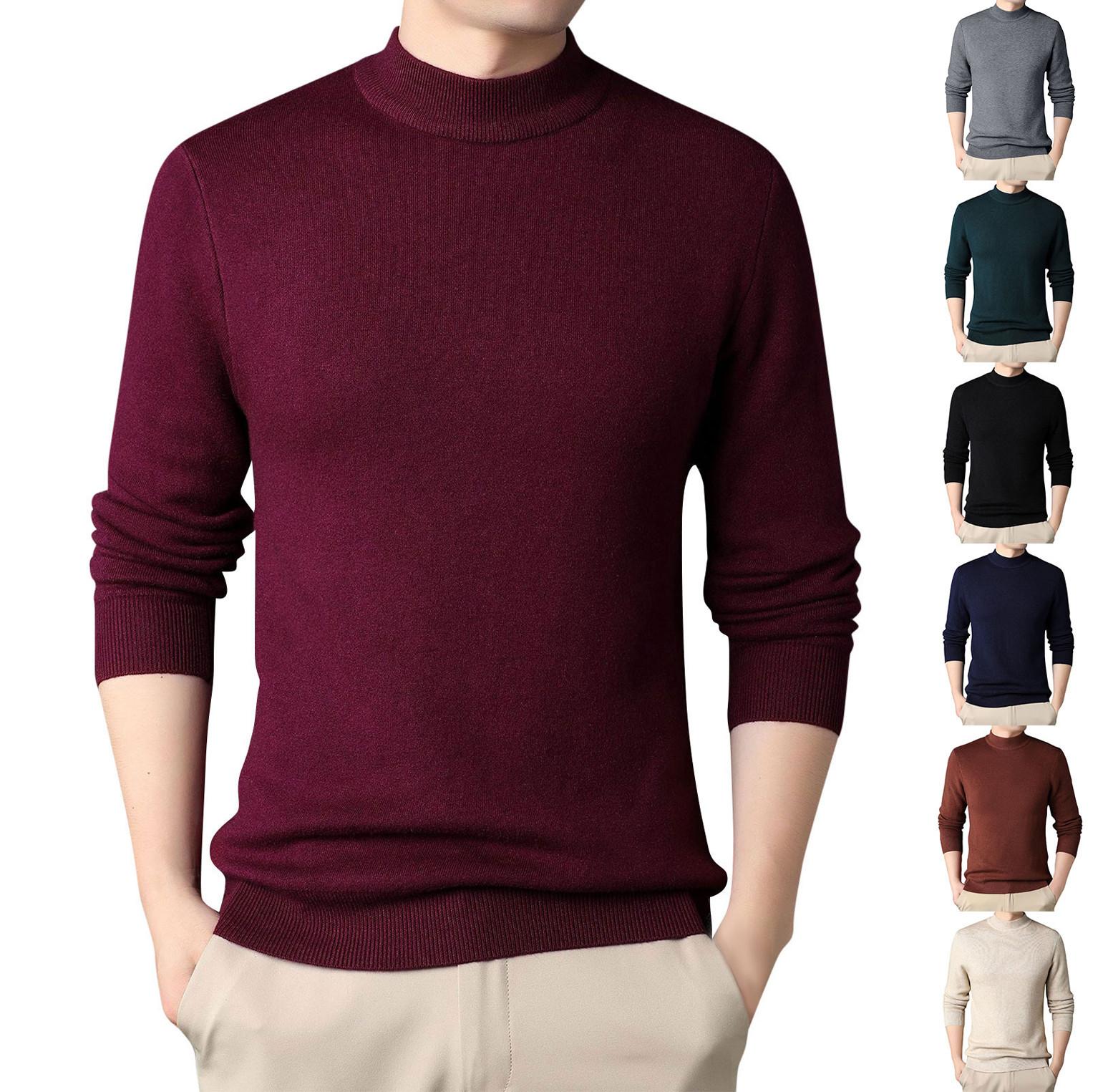 

Spring And Autumn Solid Color Half High Neck Men Slim Sweater Men Youth Bottom Sweater