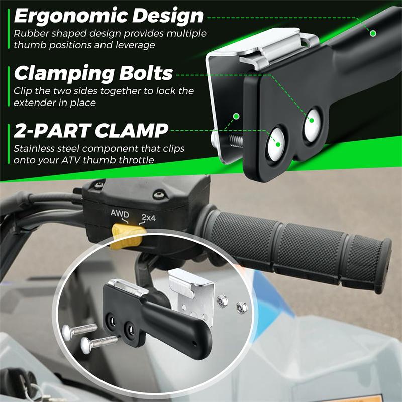 Throttle Extender, Thumb Throttle Master For Atv, 2 Piece Clamp For Easy Installation, Provides Reliable And Comfortable Control