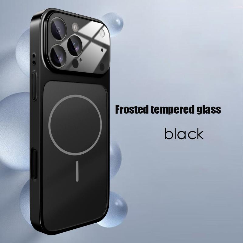 For Magsafe Magnetic Wireless Charging Transparent Tempered Glass Matte PC Phone Case For iPhone 17 Pro Max/17/17 Pro/Air Cover