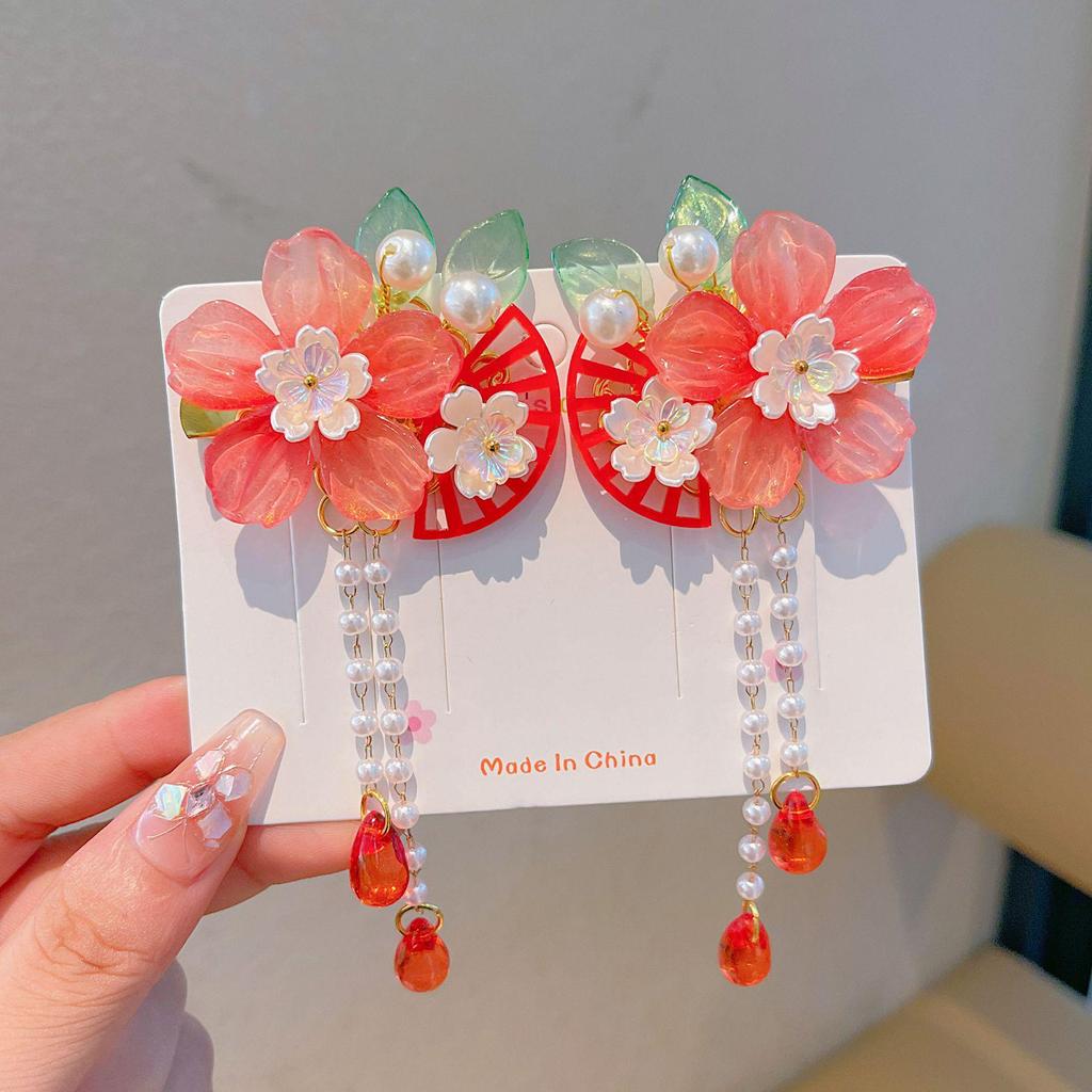 Chinese Style Hanfu Hairpin Set for Girls - Includes Hair Clips, Swaying Tassels, and Butterfly Accessories
