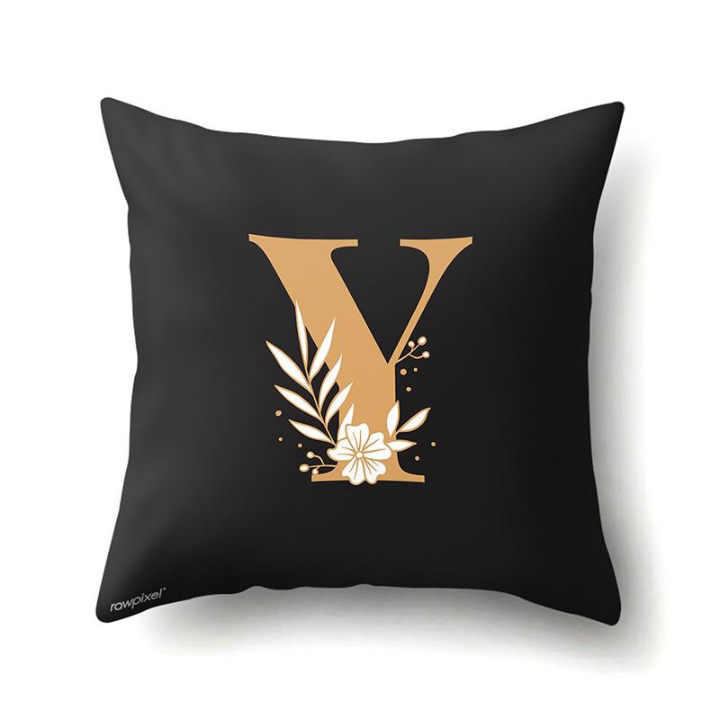 Polyester Kissenbezug Autodekoration Zuhause 26 Englische Buchstaben Gedruckt Taillenkissen Sofakissenbezug