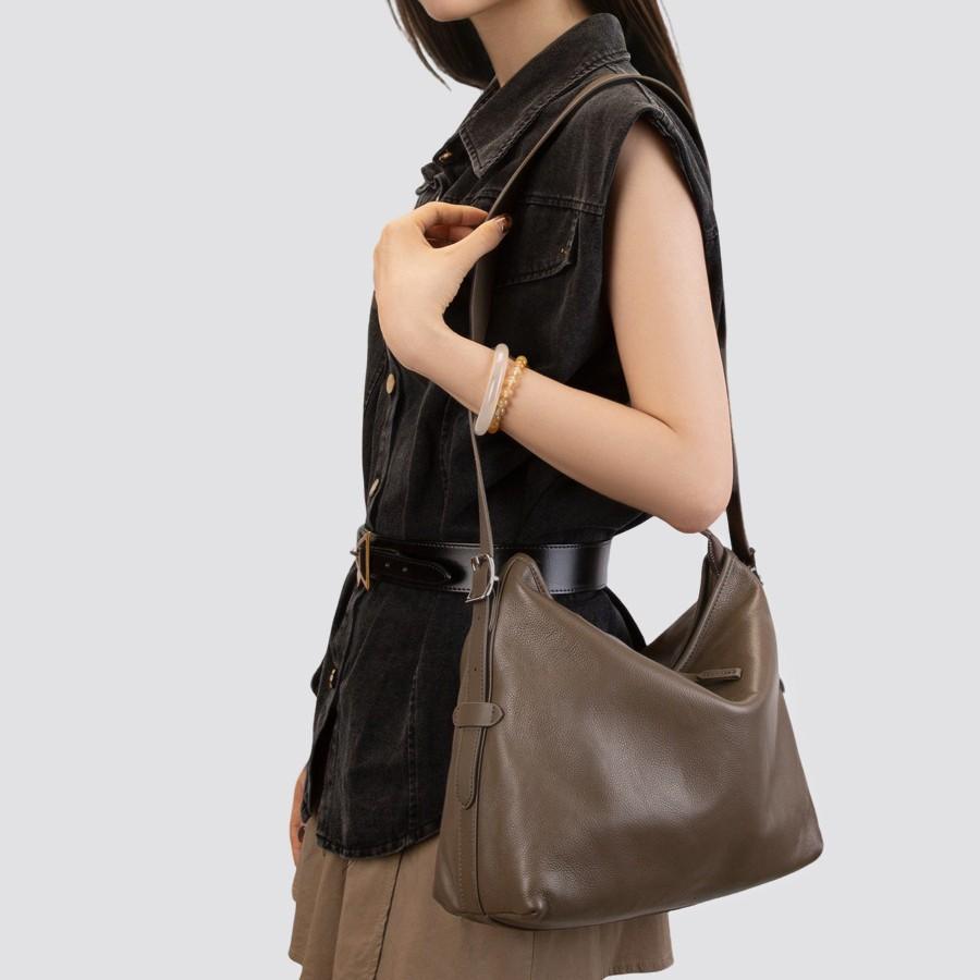 Genuine Leather Women's Bag, Winter 2025 New Model, High-end Niche Women's Shoulder Underarm Bag, Vintage Fashion Crossbody Bag