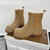 Women's Shoes Winter New Non-slip Bottom Sleeve Matte Leather Inner Heightening Short Boots Retro Chelsea Boots Women