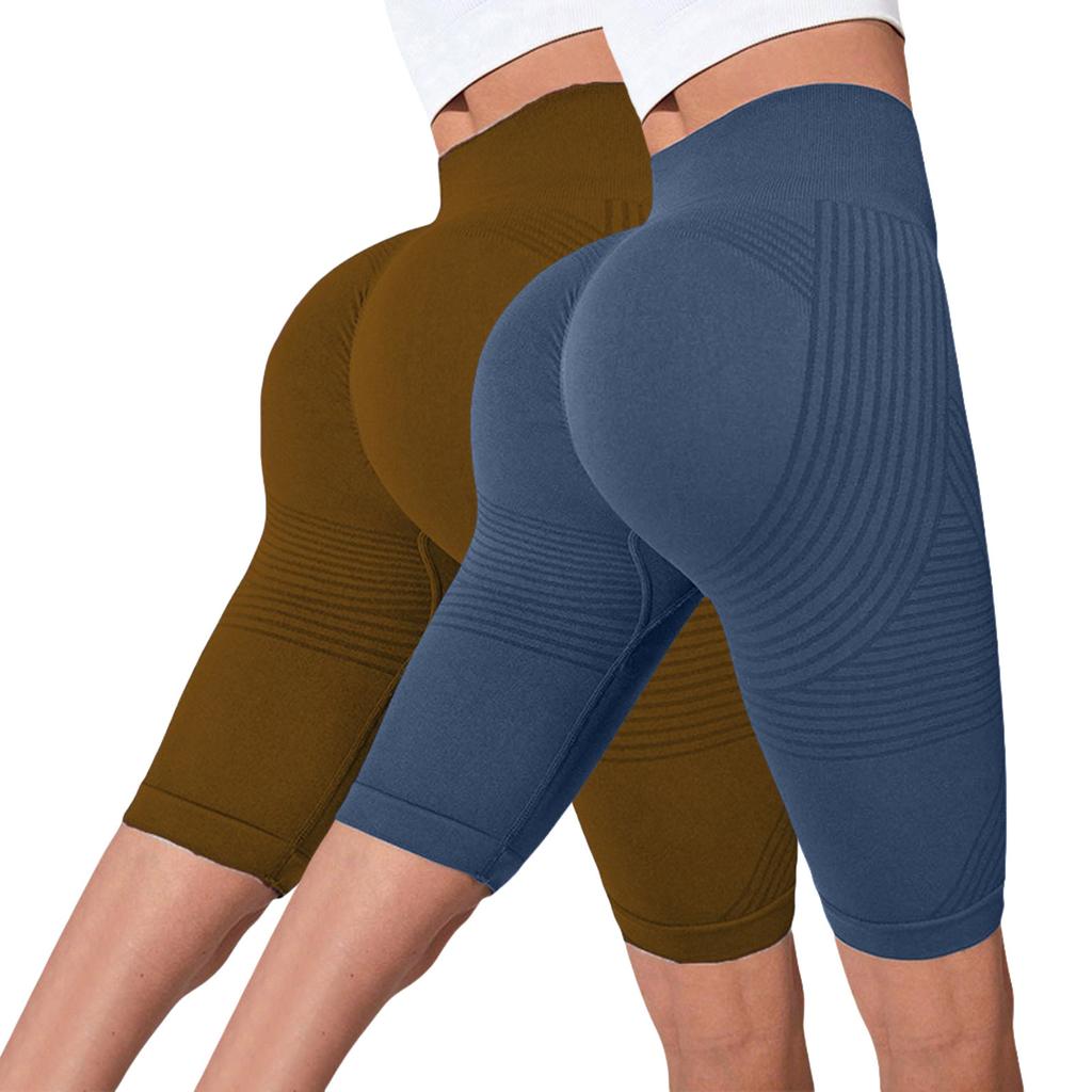 Women’s 2 Piece Seamless High Waist Yoga Shorts Set Stretchy Workout Biker Shorts for Running Training