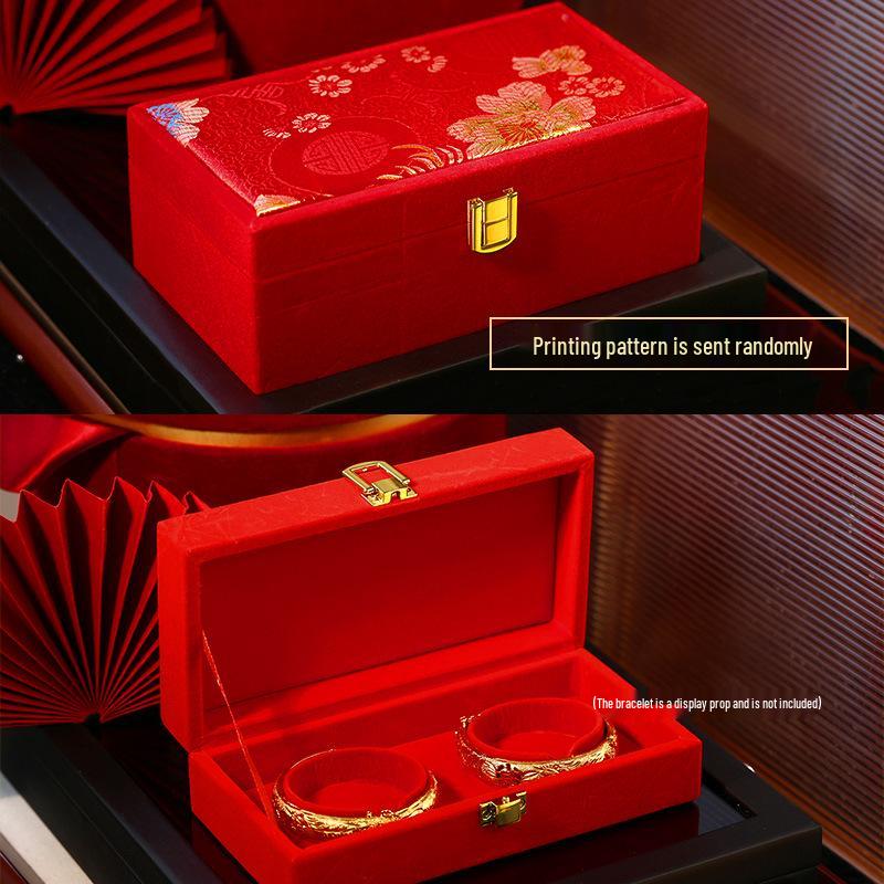 Chinese Dragon & Phoenix Retro Gold Bangle for Bride Xiuhe Dress