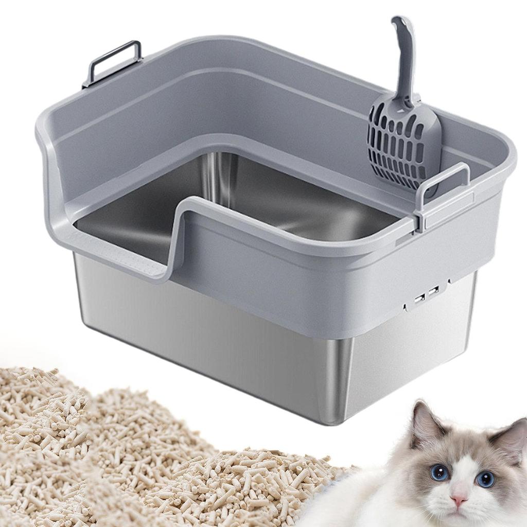 Large Cat Litter Box for Indoor Cats and Kittens, Easy To Clean, High Sides,